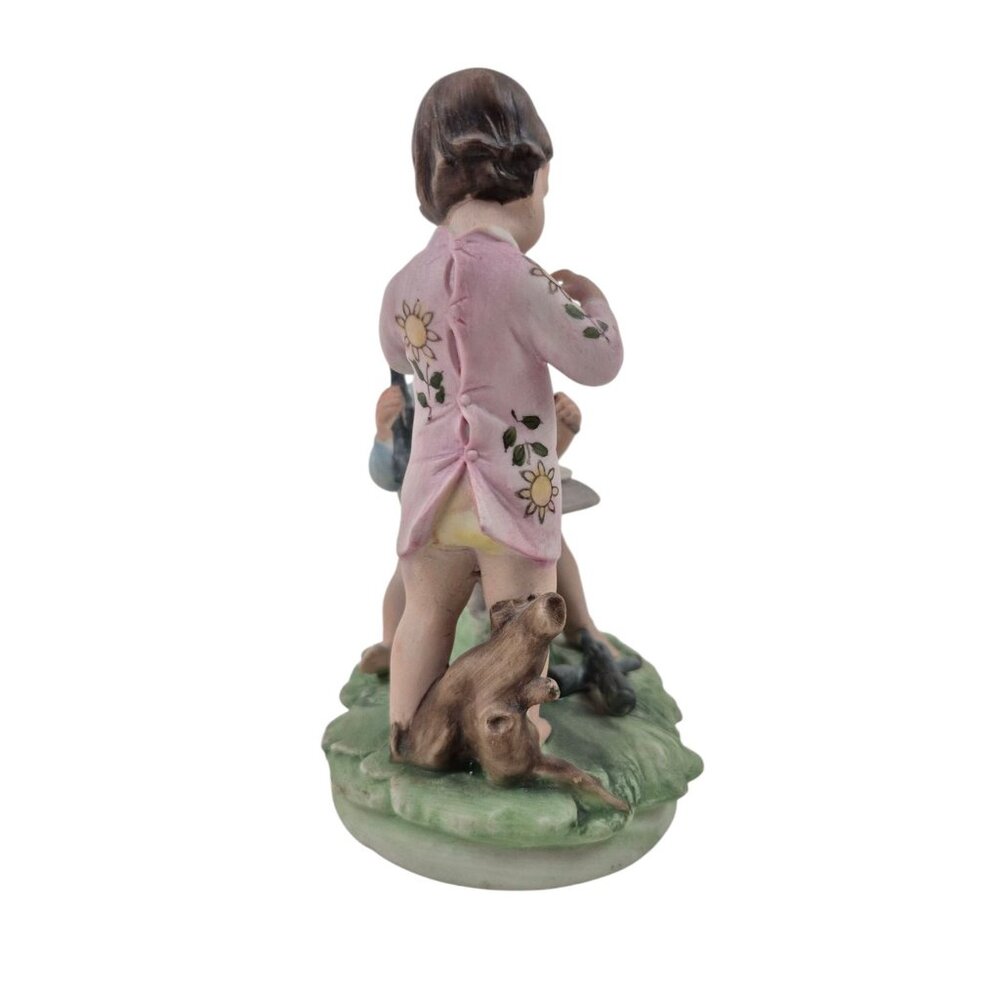 Vintage Works Of Art Figurine Mario Benni Porcelain Boy Girl Toadstool Table - Picture 8 of 10